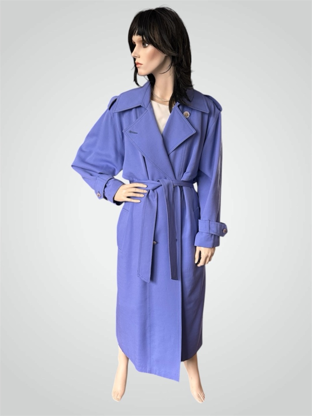 Vintage 1990s Purple Wool Trench, XL